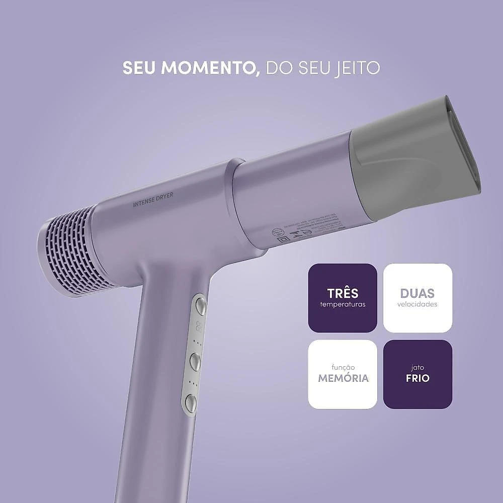 Secador de Cabelo Intense Dryer BLDC WS1800 1600W 3 Temperaturas Lilás e Cinza WAP 220V