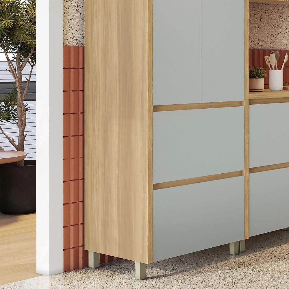Paneleiro 2 Portas 2 Gavetas 70Cm  100% Mdf Rainha Nature/Verde