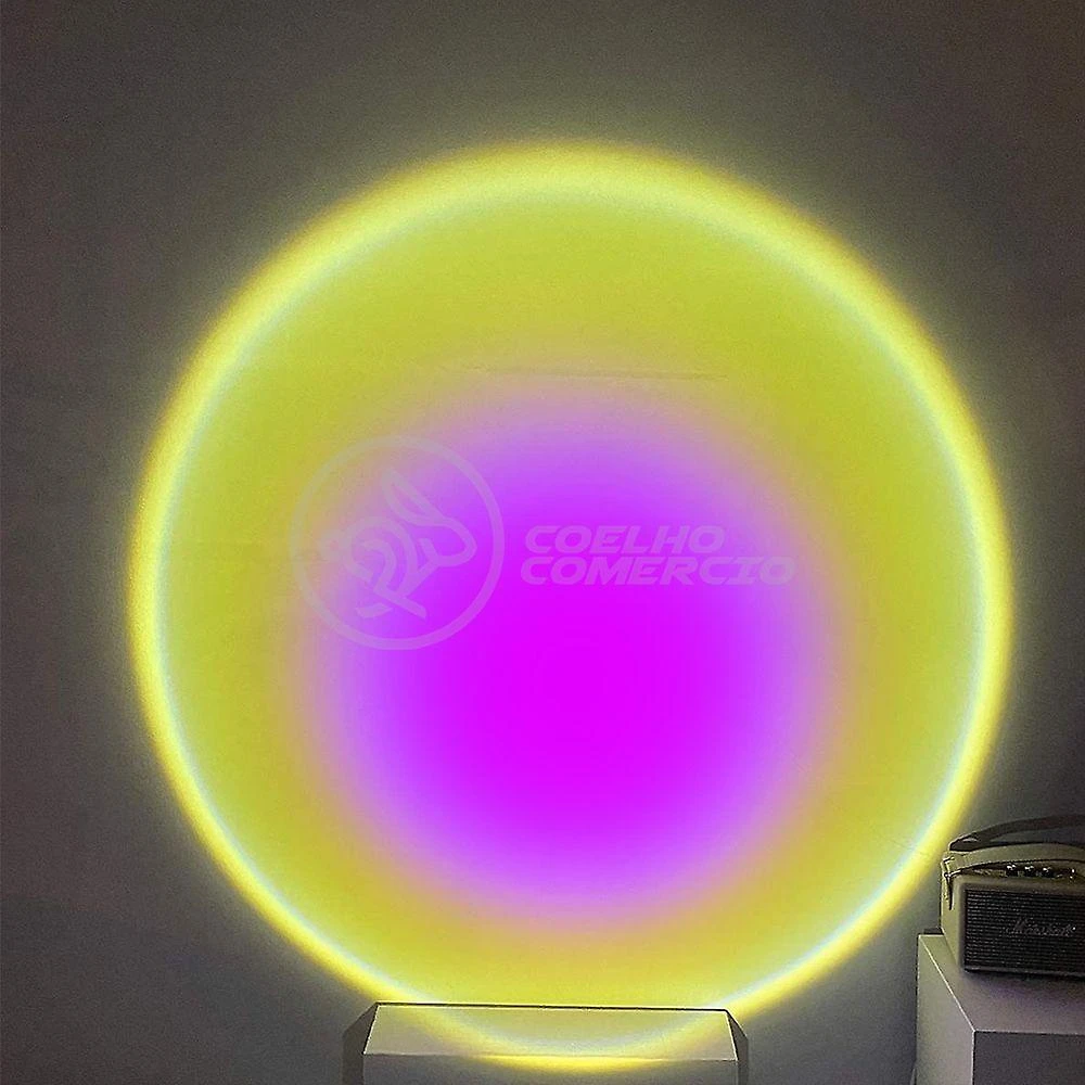 Luminária Projetor Smart Tech Mini Ring Light Sunset para Decoração USB 5V 5W Amarelo