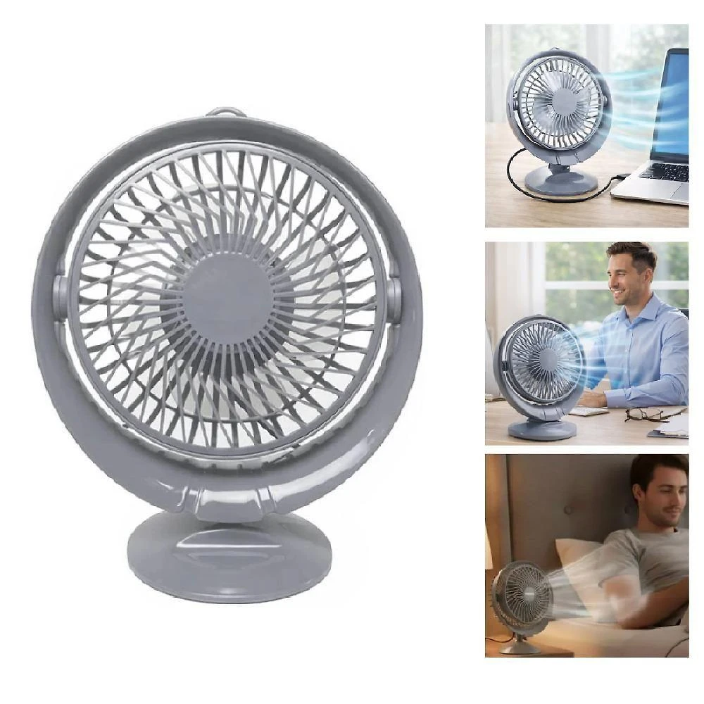 Ventilador de Mesa Yeet 7,5W 2 Velocidades Cinza Usb Notebook Bivolt