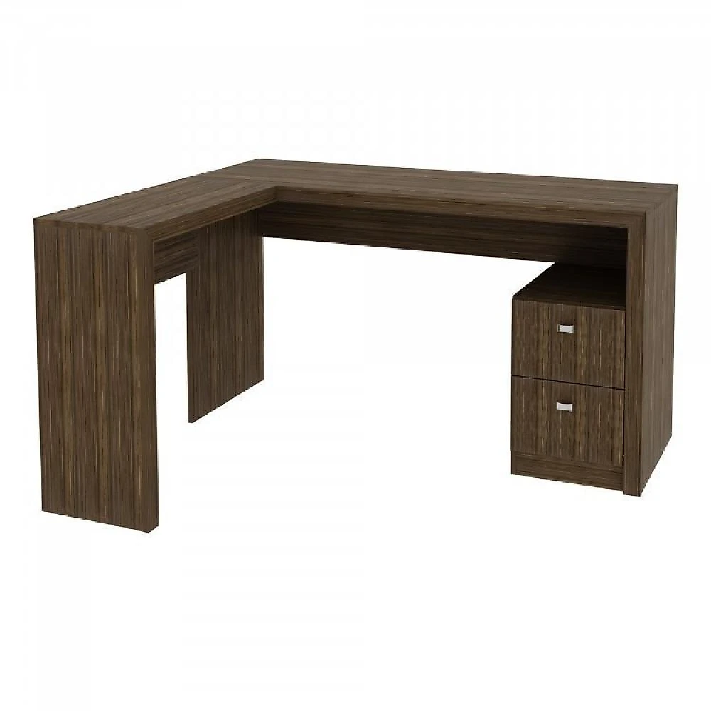 Kit 2 Peças com Mesa para Escritório em L e Estante Livreiro Conjunto Home Office 2 Peças 1 Mesa para Escritório em L com 1 Estante Espresso Móveis Nogal