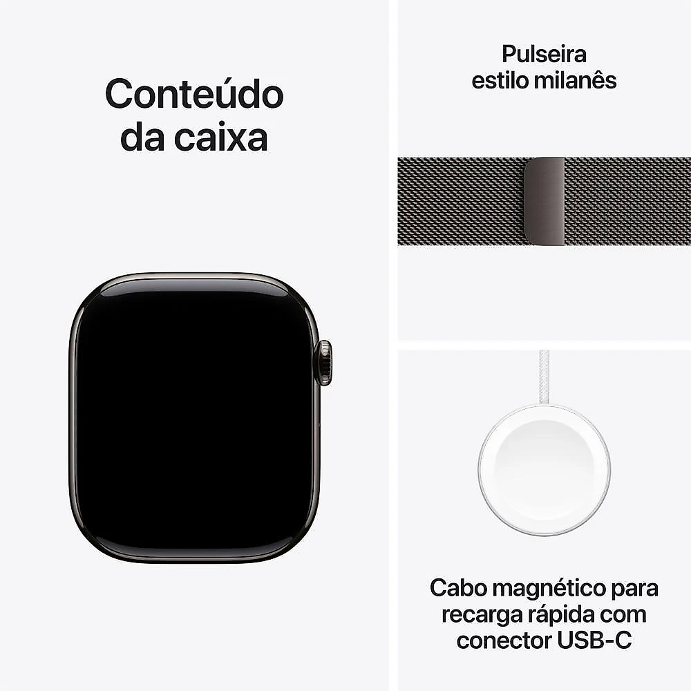 Apple Watch Series 11 GPS + Cellular - Caixa ardósia de titânio – 46 mm - Pulseira ardósia estilo milanês – M/G
