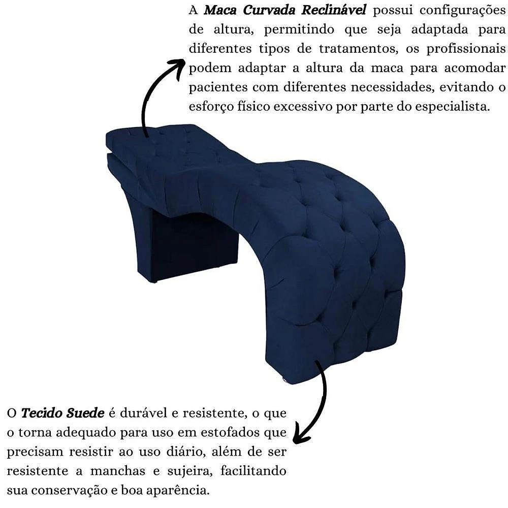 Maca Estética Estofada Reclinável Ergonômica Suede Ludmilla Cor:azul Marinho