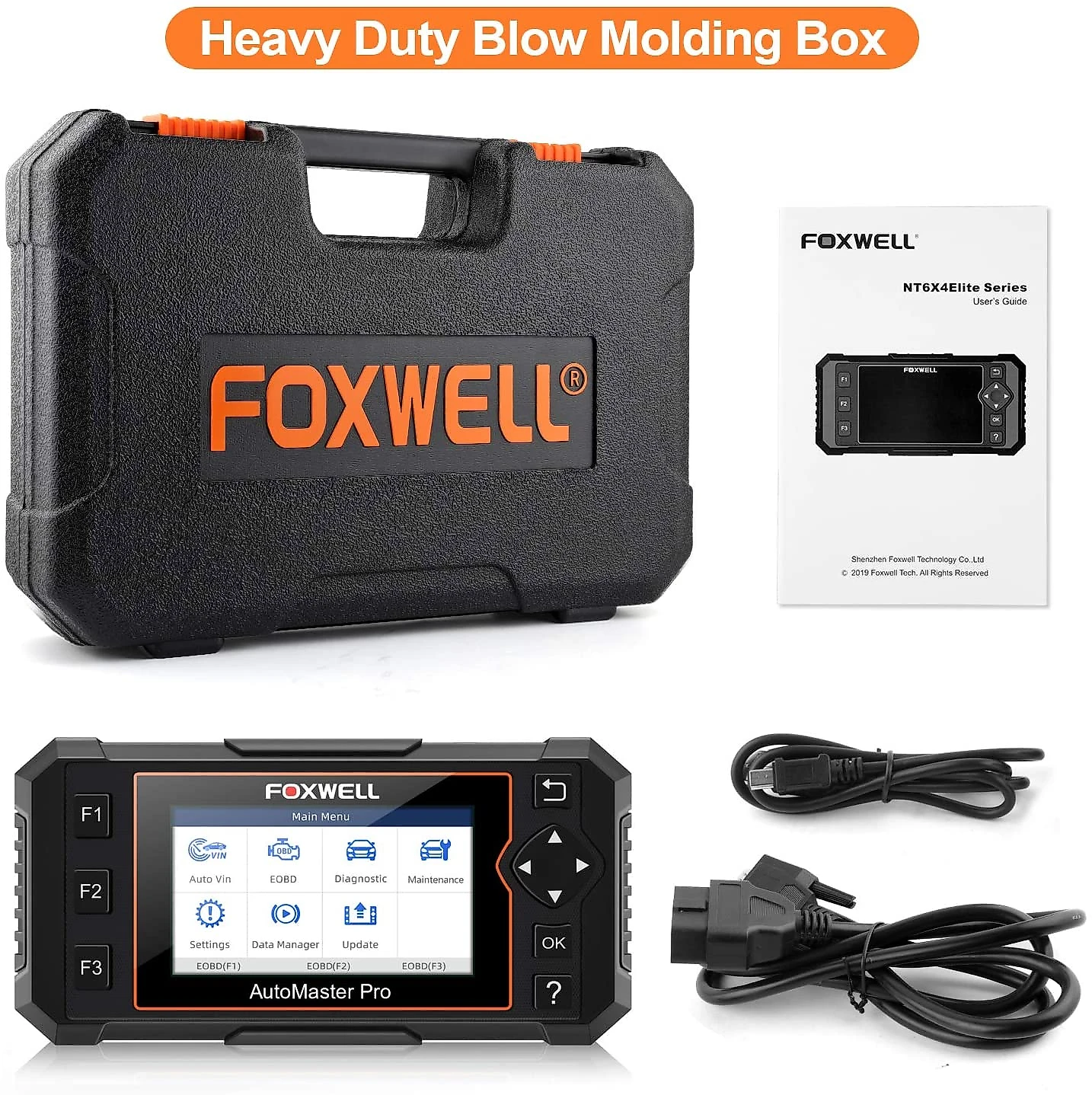 FOXWELL Snanner Automotivo com Sistema de Diagnóstico Obd2 NT624 12V Preto