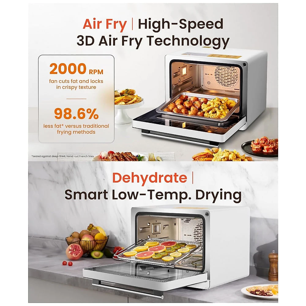Forno Combinado FOTILE ChefCubii Branco 31L 4 em 1 Vapor Air Fry Convecção Desidratador 1800W 110V