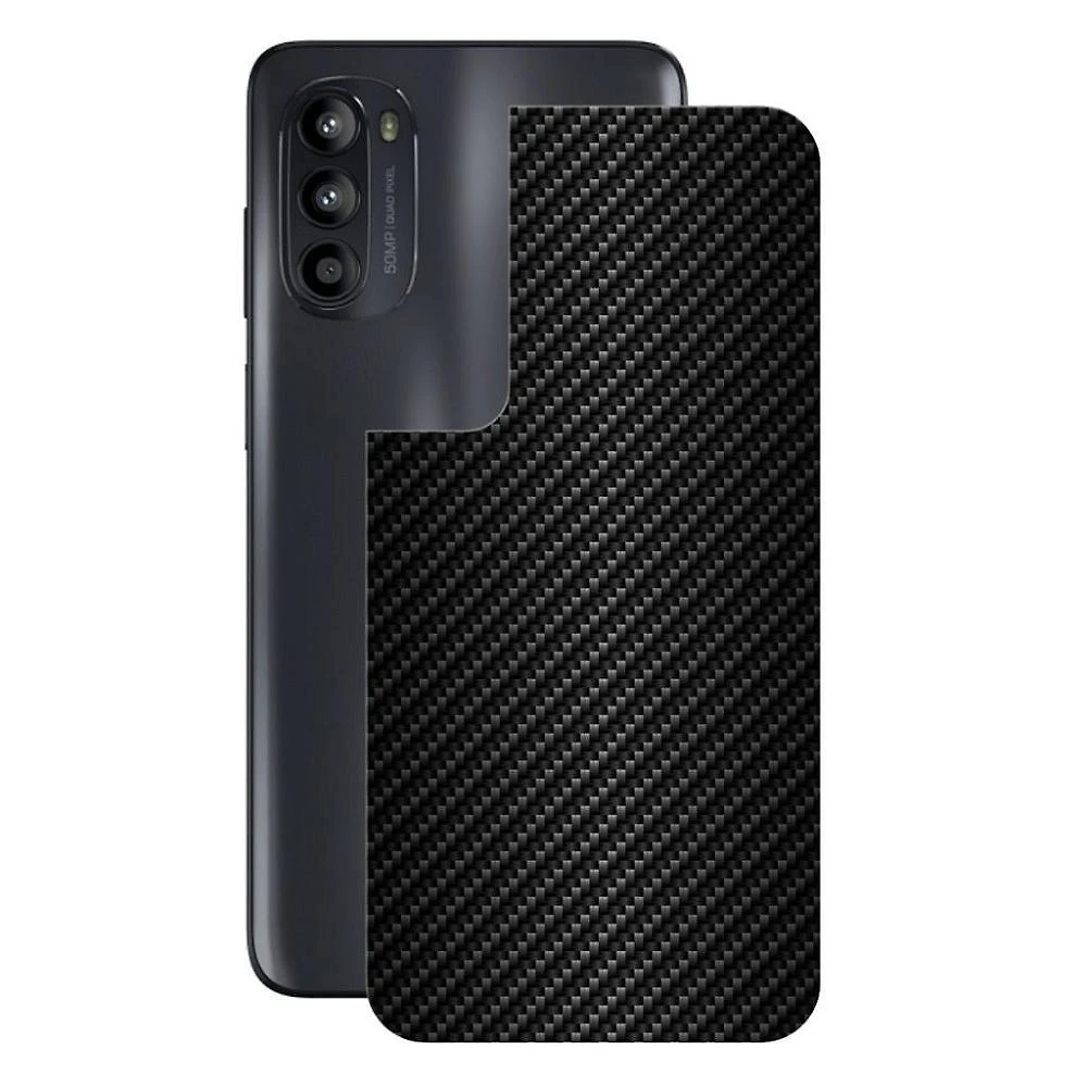 Película Para Moto G52 -Traseira Fibra Carbono Preta-Gshield