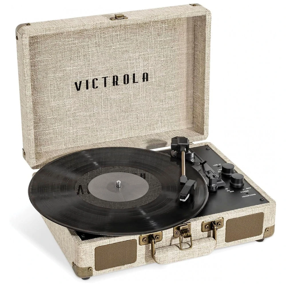 Toca Discos Retrô com Suporte de Record Player e Bluetooth, Vitrola Journey, Creme