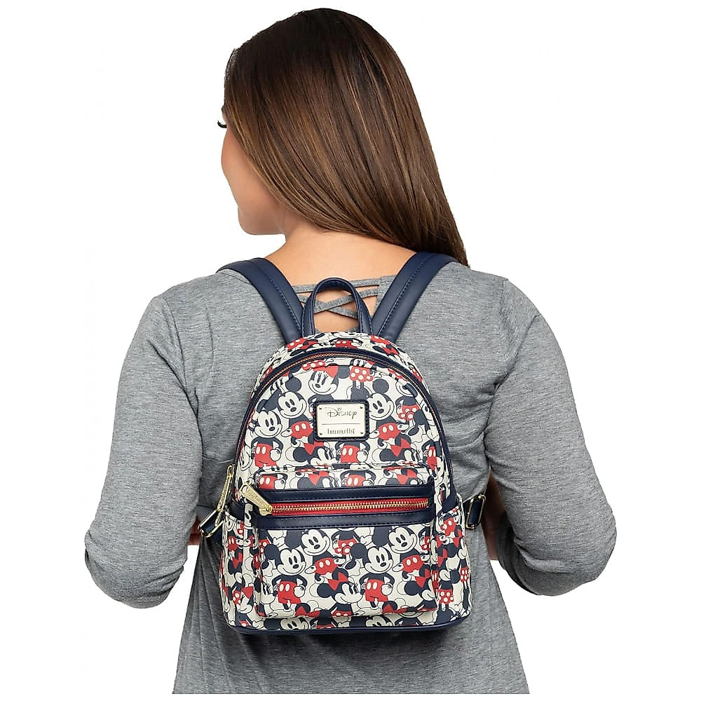 Miniatura Mochila Escolar Infantil Loungefly Disney Minnie Mouse para Crianças a Partir de 3 Anos, Preta