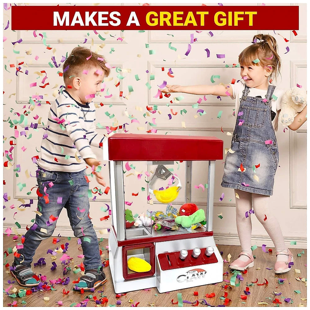 Máquina de Garra Etna Mini Arcade Eletrônica com Música, Luzes e Dispenser de Doces e Brinquedos