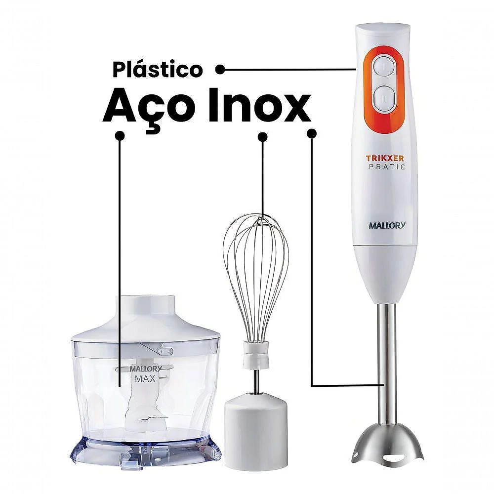 Mixer Processador 3 em 1 TRIKXER PRATIC B91600381 500W 2 Velocidades Branco 110V