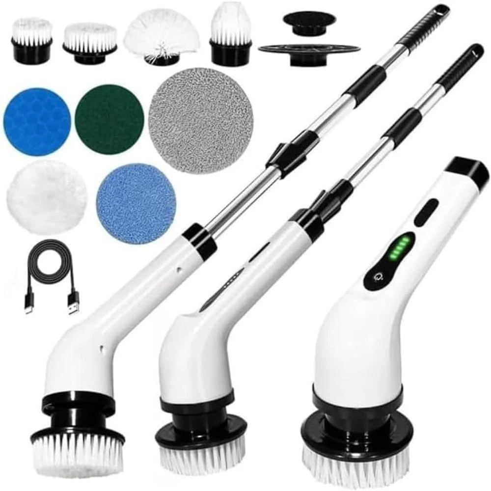 Esfregão Elétrico Premium Recarregável Mop 360 com 9 Acessórios Branco