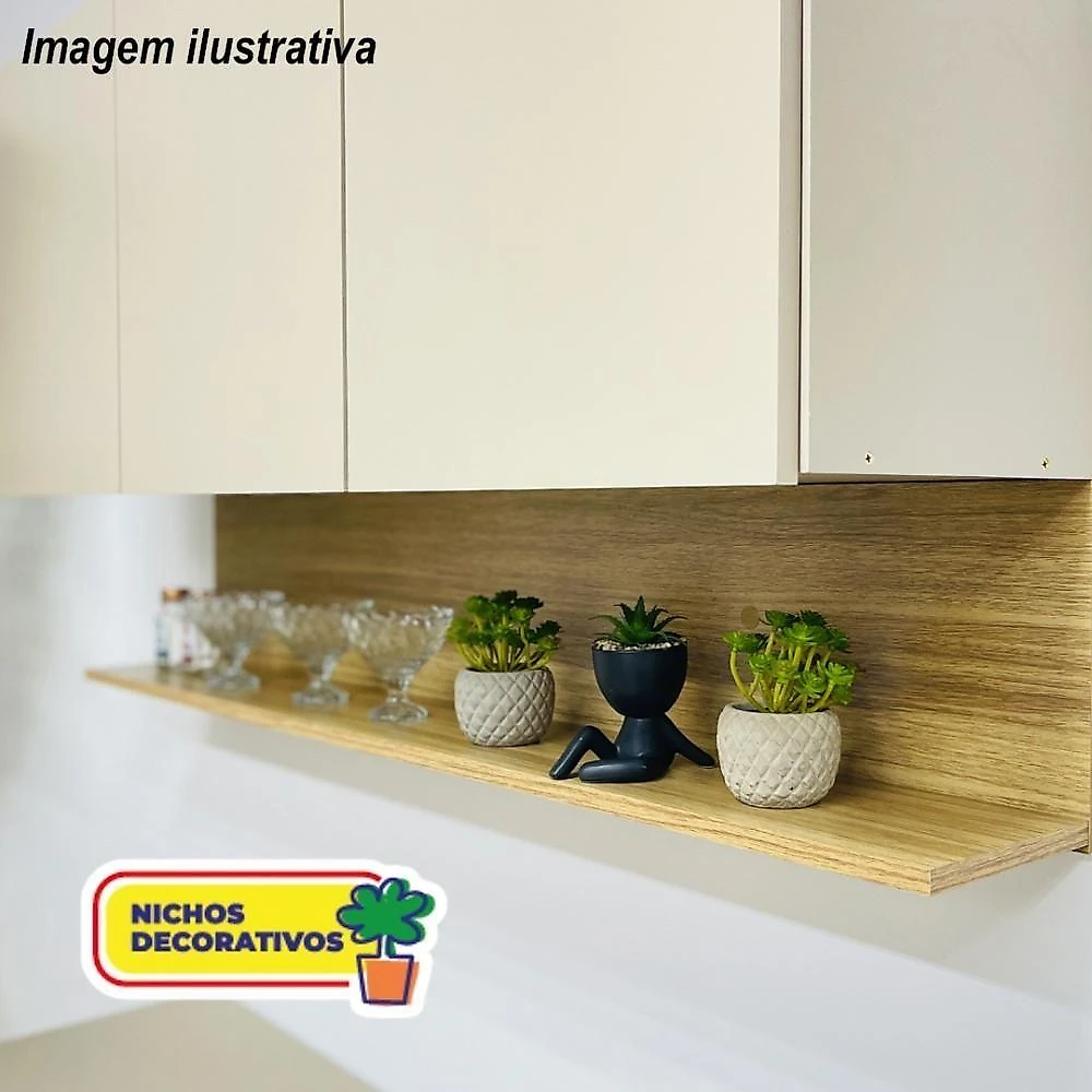 Armário de Cozinha Completa Madrid 9 Portas 1 Gaveta MDF 280cm Amadeirado Texturizado