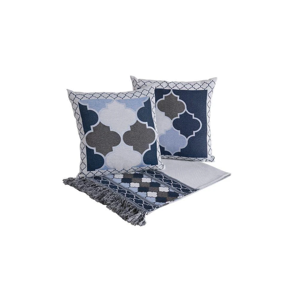 Kit Peseira Grécia 5 Peças King 60% Algodão / 40% Poliéster Tecido Jacquard Azul