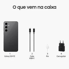 Smartphone Samsung Galaxy S24 FE Grafite, Processador Exynos 2400e, 256GB, 8GB RAM, Câmera Tripla 50MP com Inteligência Artificial e Tela 6.7’’