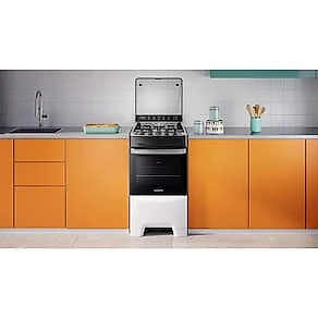 Fogão Continental 4 Bocas FC4IB com Mesa de Inox, Tecnologia Top Limpa Fácil e Acendimento Automático Bivolt – Branco