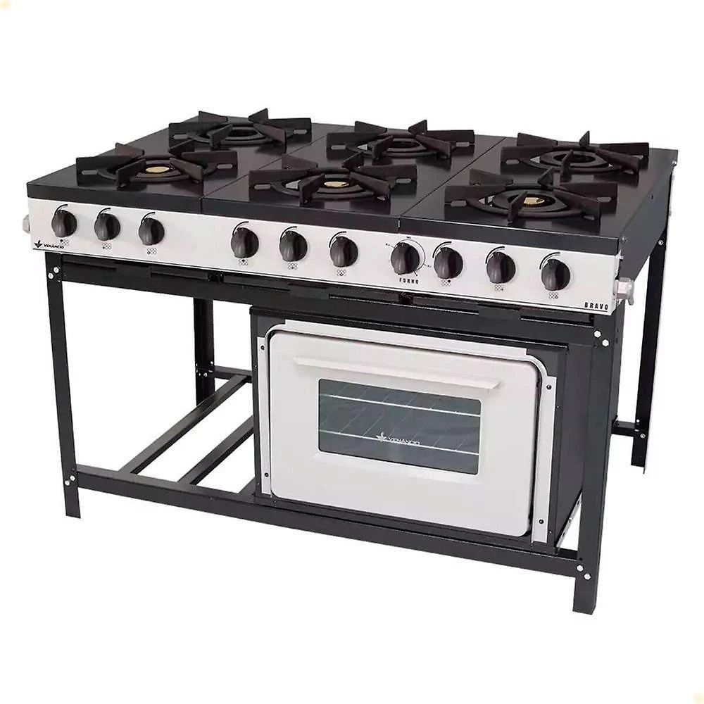 Fogão Industrial Venâncio A Gás Bravo 6 Bocas Com Forno Padrão Br6bf