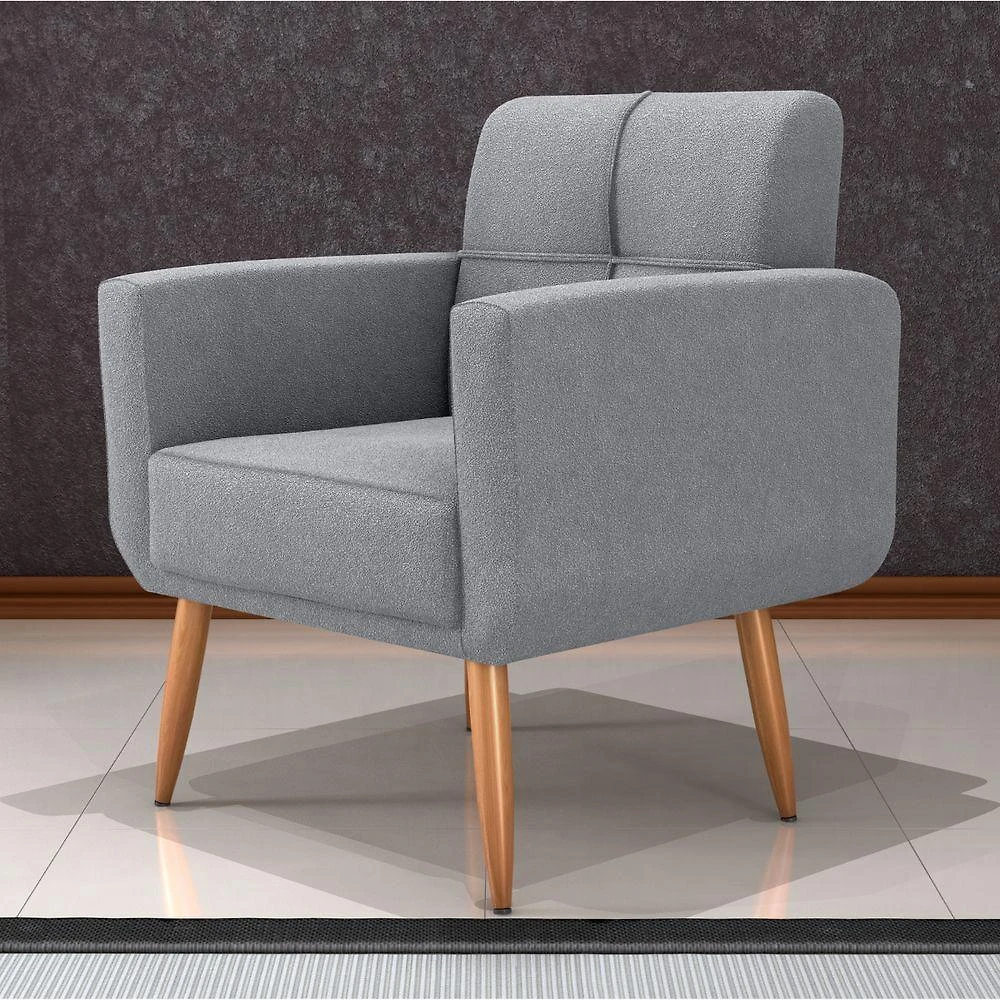 Poltrona Decorativa Juan Boucle Cinza
