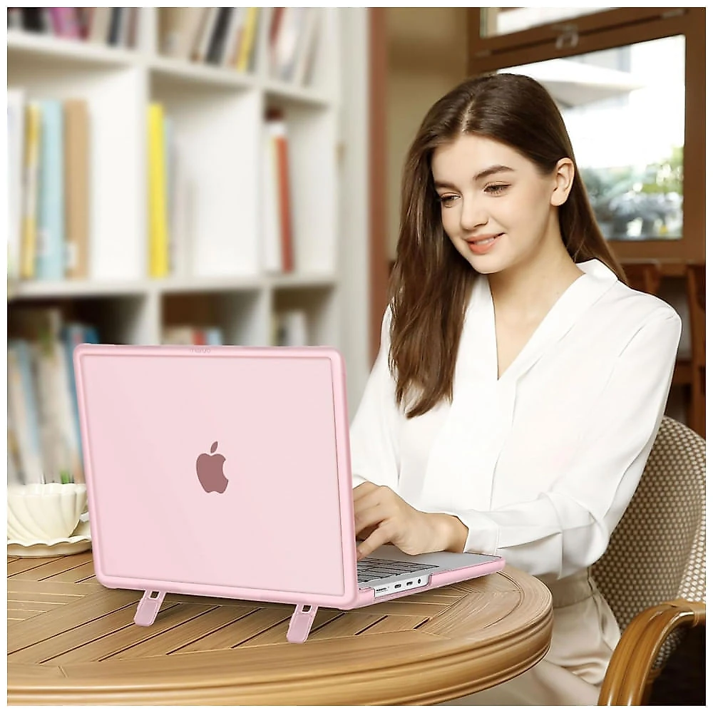 MOSISO Capa Rígida Heavy Duty para MacBook Pro 16" 2025-2021 com Kickstand, Teclado, Tela e USB-C, Rosa