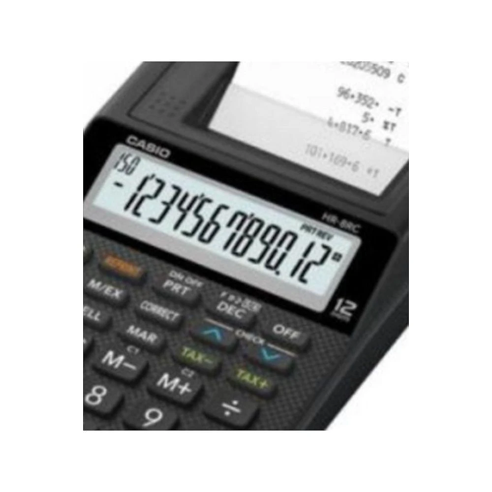 Calculadora com Bobina Compacta Casio HR-8RC-WE-B-DC 12 Dígitos com Teclado de Memória