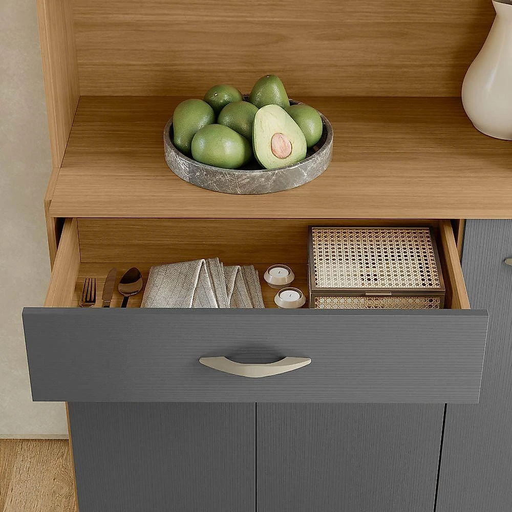 Armário Cozinha Compacta Golden Freijó/gris 6 Portas E 1 Gaveta - Kits Paraná