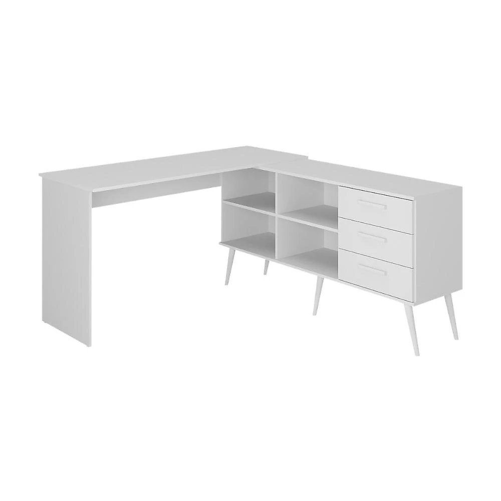 Mesa Gamer em L para Computador com 3 Gavetas Nexus Multimóveis MP6048 Branco