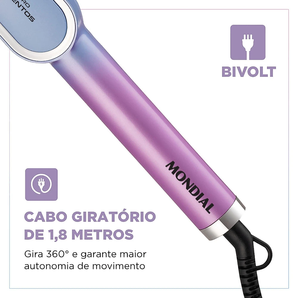 Escova Alisadora Qu4tro Elementos By Juliette Mondial EA-JU-03 BIV