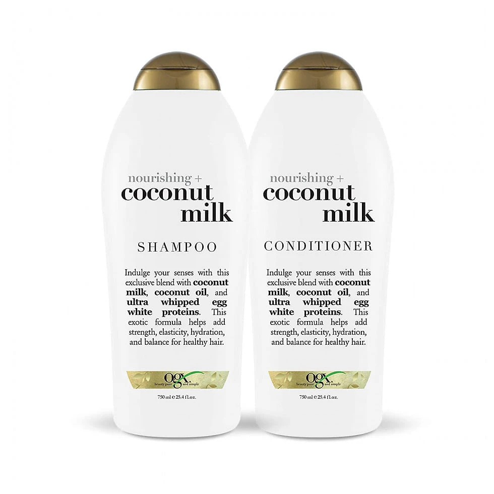 OGX Nutritivo + Leite de Coco Shampoo e Condicionador, Conjunto, 25,4 Fl Oz (Pacote de 2) Leite de Coco 25,4 Fl Oz...