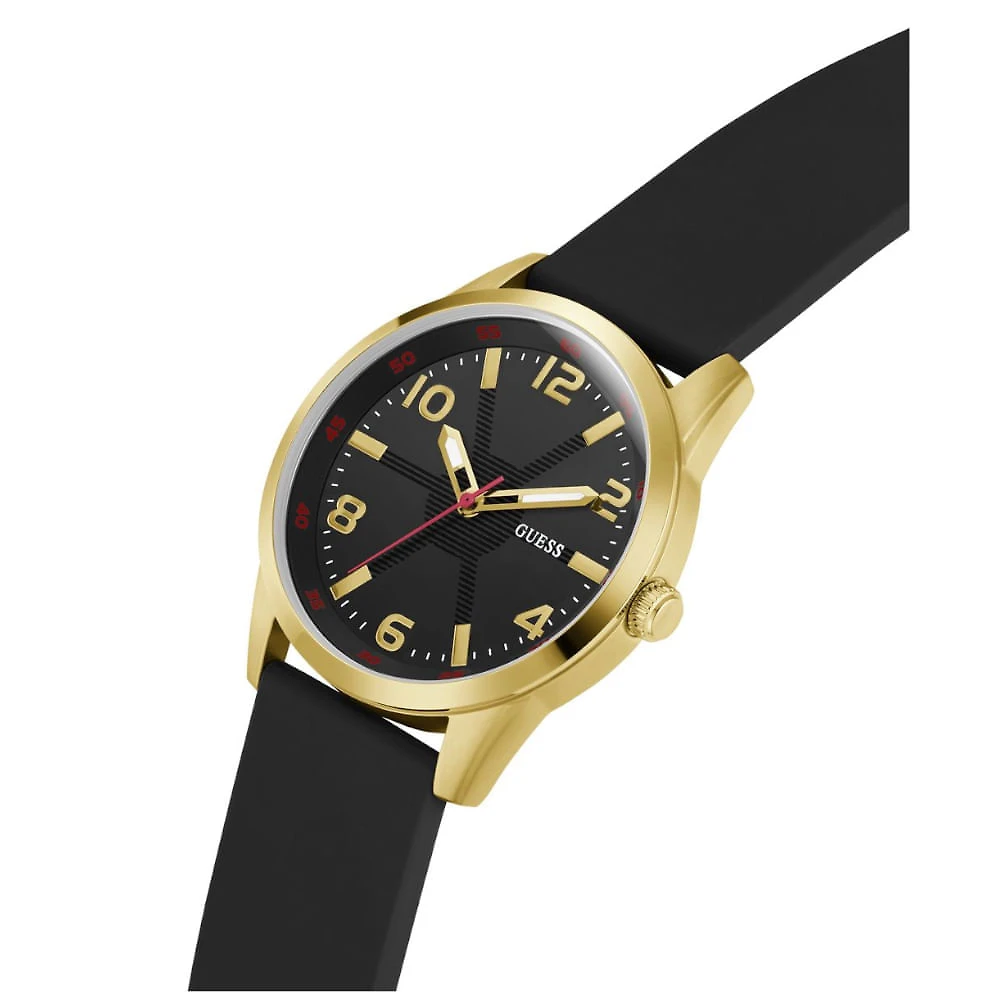 Relógio Guess Masculino Detalhe Pneu Silicone Dourado