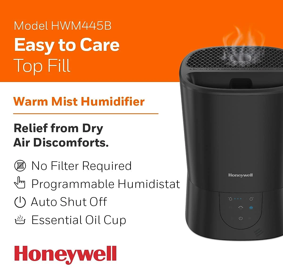 Honeywell Umidificador Ultrassônico Portátil 15L até 24H 11 0V Preto