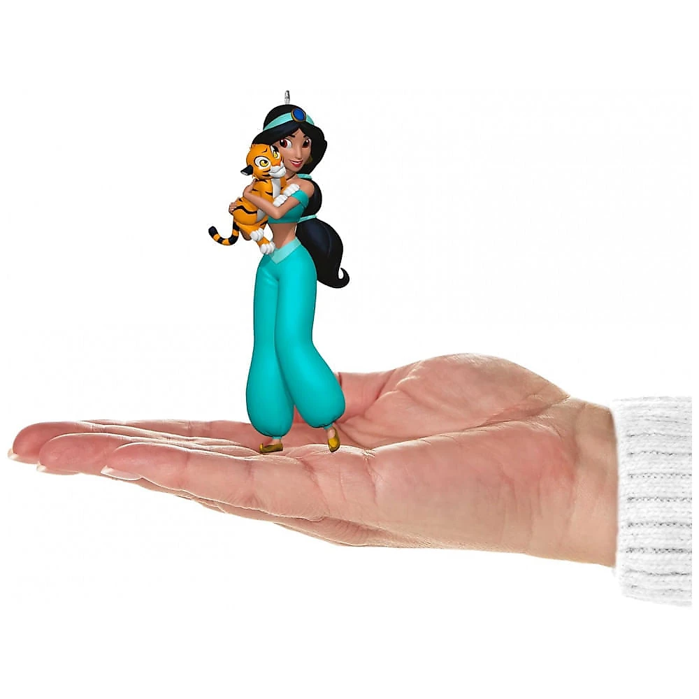 Enfeite de Natal Hallmark Keepsake 2024 Disney Aladdin Jasmine e Rajah, Plástico 4,3x10,5x3,4 cm