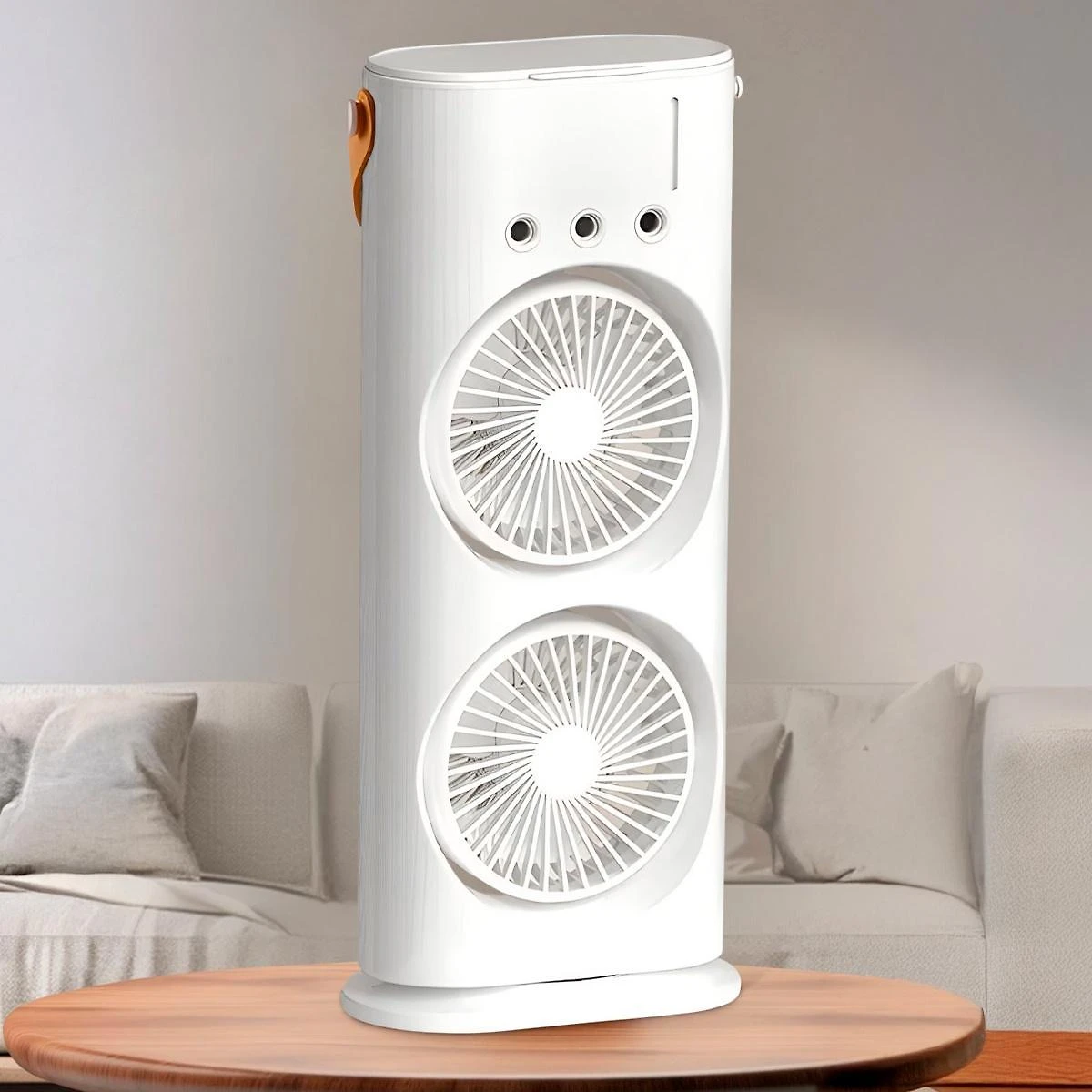 Miniatura Ventilador Torre Usb Potente Duplo Led Umidificador