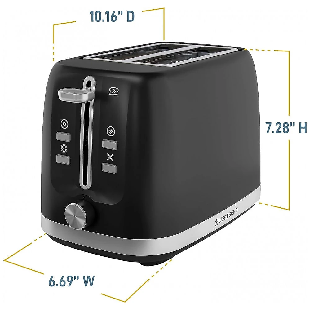 Torradeira West Bend 2 Fatias Preta Fendas Largas 7 Níveis de Tostagem 750W 110V