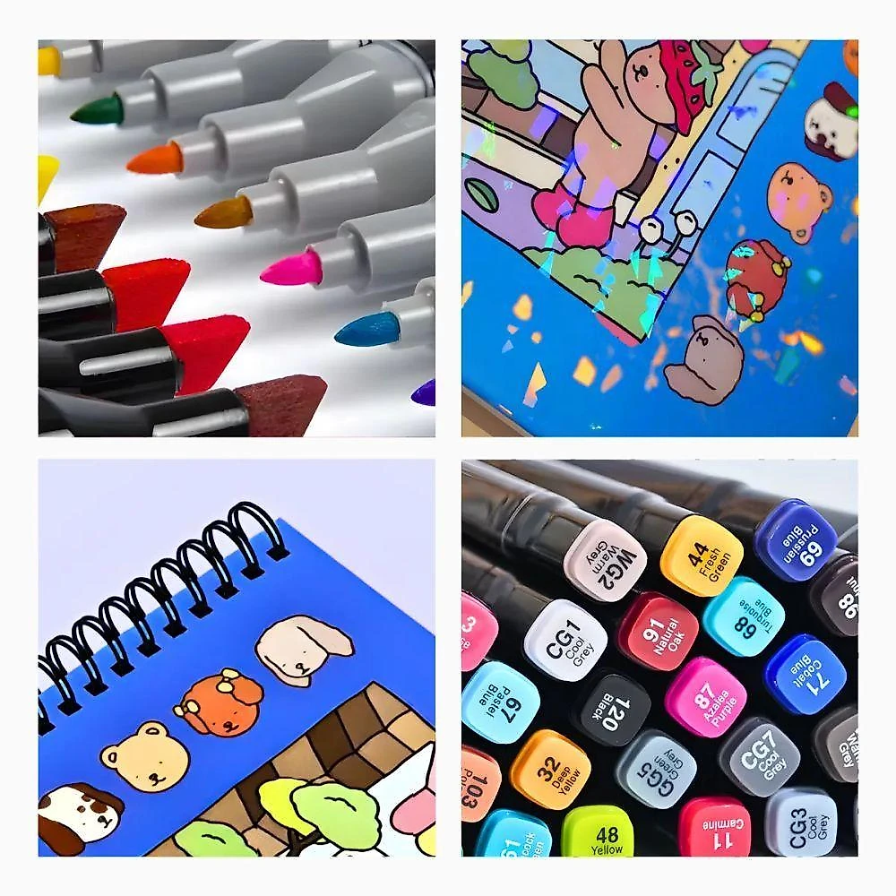 Kit Livro De Colorir Capa Dura + 36 Canetinhas - Azul