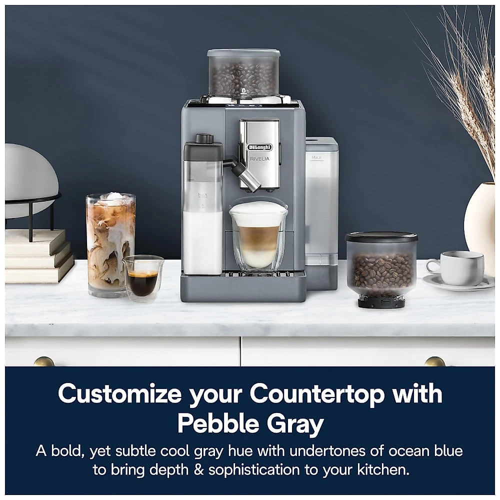 Máquina de Café Espresso Automática De'Longhi Rivelia Cinza Pebble Moedor Integrado Espumador 120V