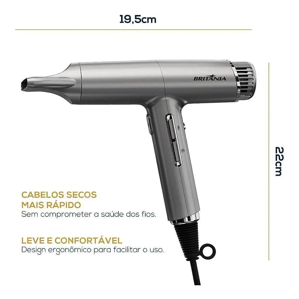 Secador de Cabelos BSC3400 1600W Motor BLDC 3 Temperaturas Britânia 110V