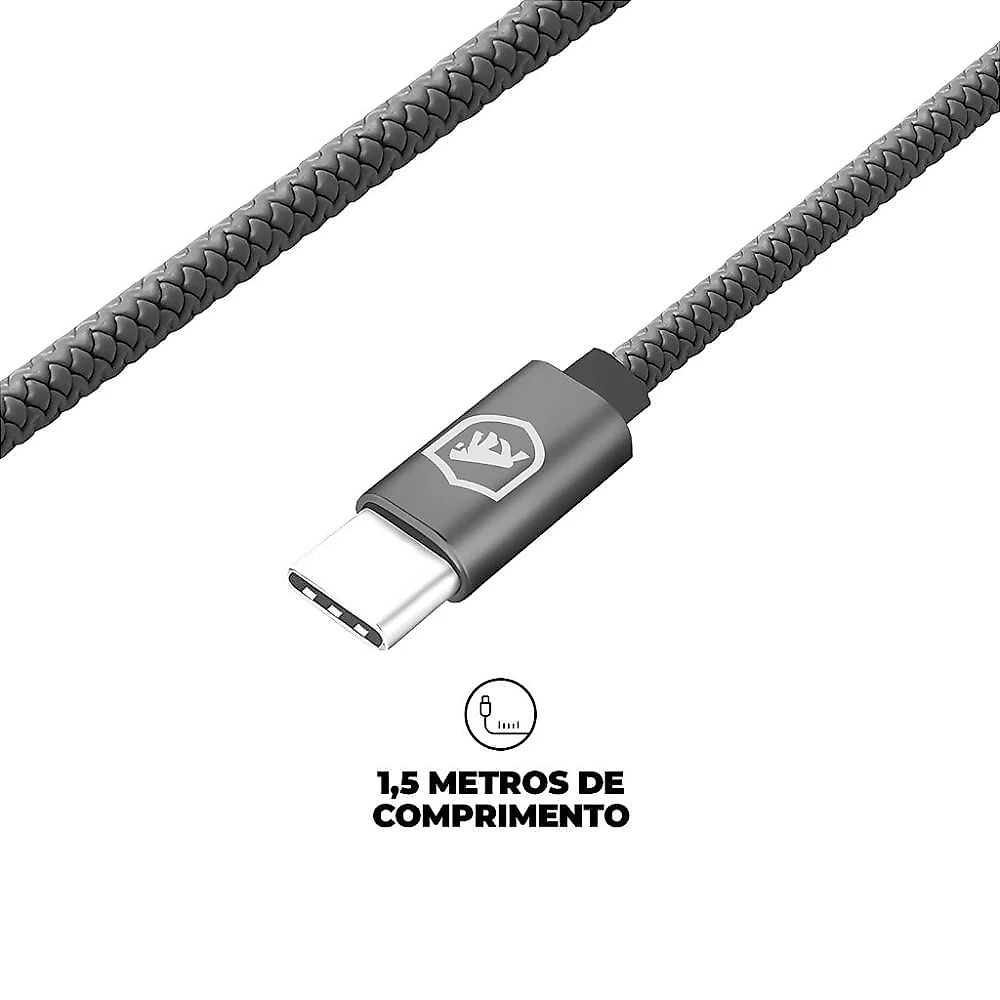 Cabo Symetric - Tipo C / Tipo C - 1,5M + Carregador de Parede Turbo Duplo - Gshield