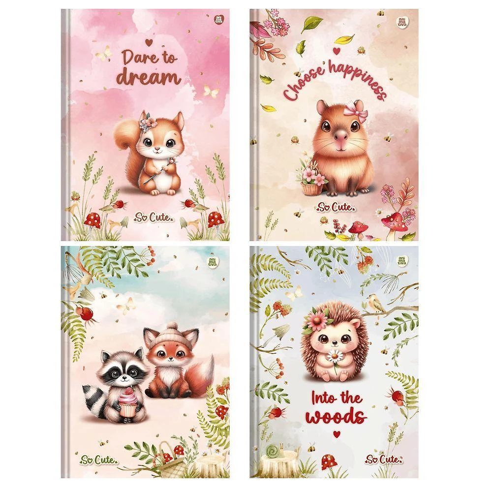 Caderno Costurado Capa Dura São Domingos So Cute - Animativa 80 Folhas Pautadas 1 Matéria 200X275MM