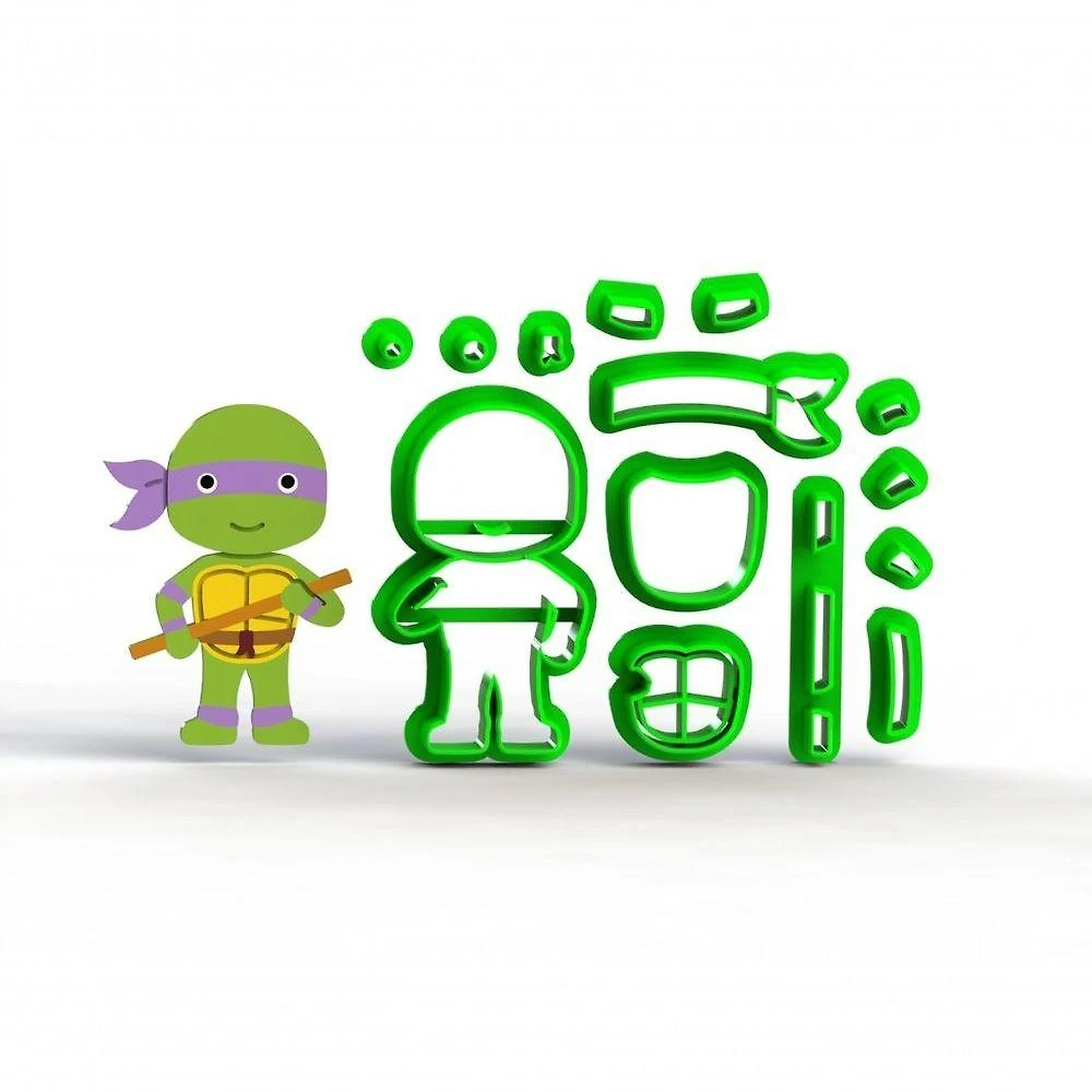 Cortador Tartaruga Ninja Donatello Mod 3 Plástico PLA 5CM Transparente 1 Unidade HB Formas