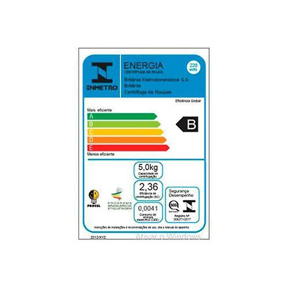 Centrífuga de roupas britânia bcr15b com timer 15kg - branca 110