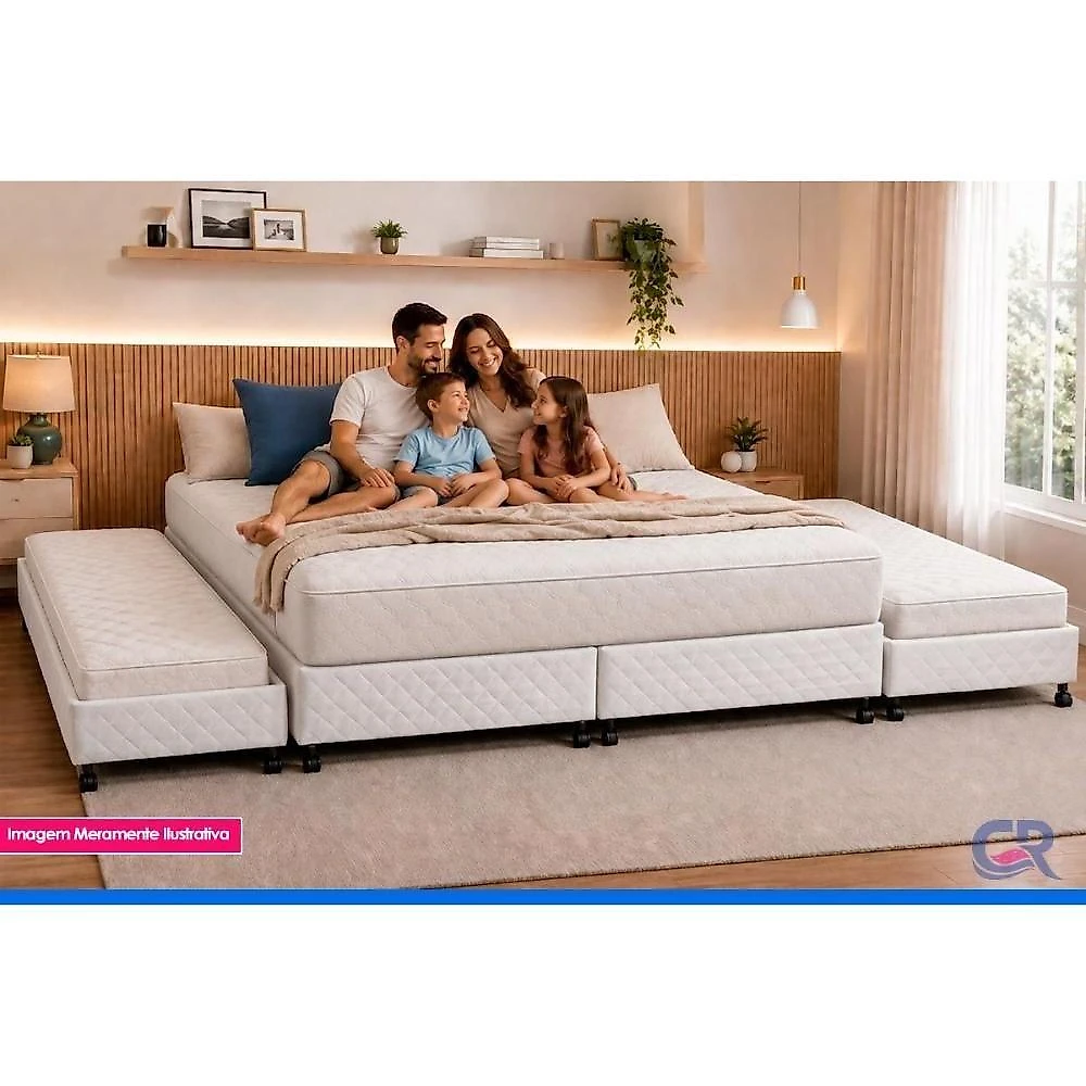 Cama Box Base Queen Poli White Tecido Branco Colchões Castor