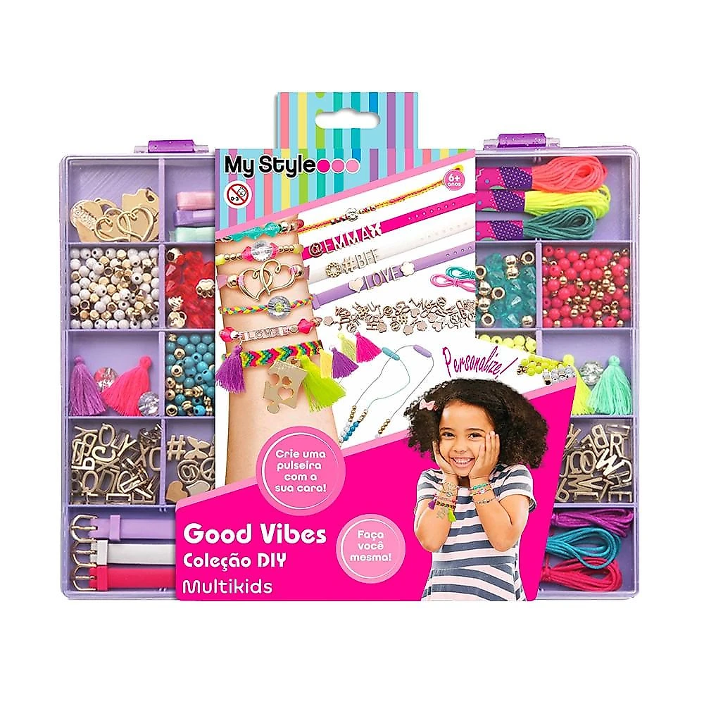 Kit pulseiras infantil de montar my style good vibes coleção diy multikids - br2108 lilas