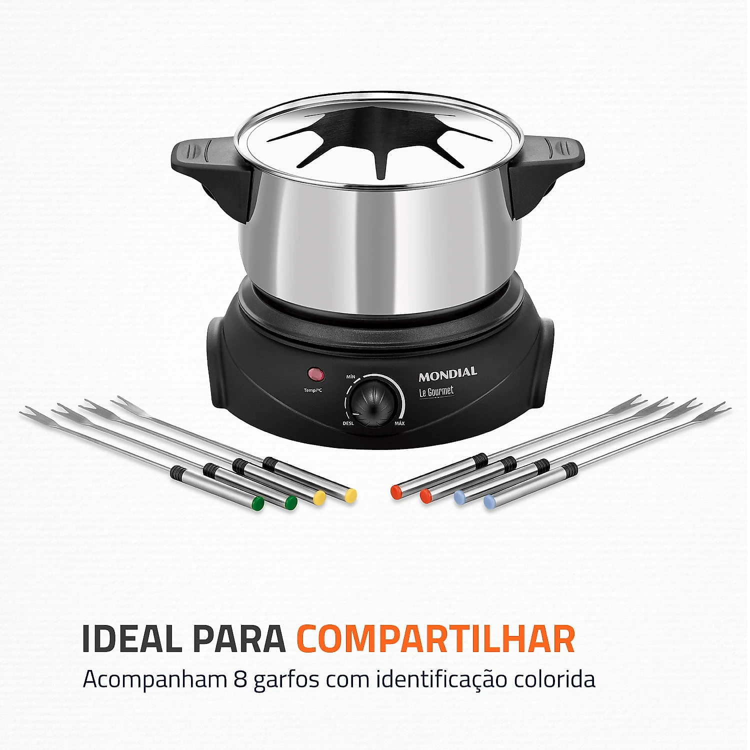 Panela Elétrica de Fondue Elétrico Le Gourmet II FD-02 FONDUE ELÉTRICO-127V-PRETO/PRATA