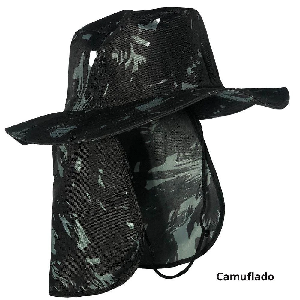 Kit 2 Chapéu Pescador Australiano Oem 100% Poliéster Tamanho Único Camufl Preto Unissex
