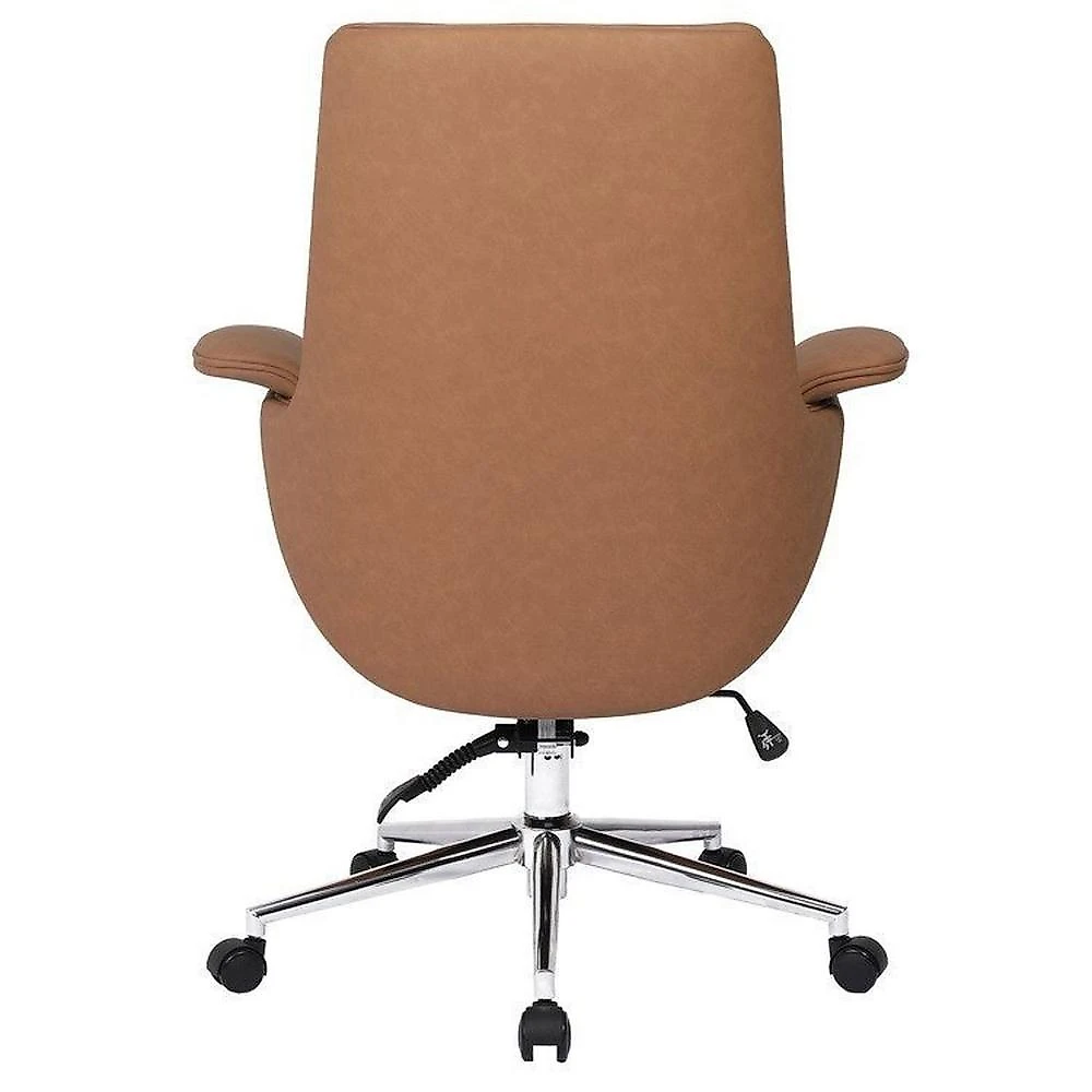 Kit com 10 Cadeiras Office Diretor com Revestimento em Couro e Base em Aço Cromado Valencia Caramelo Caramelo