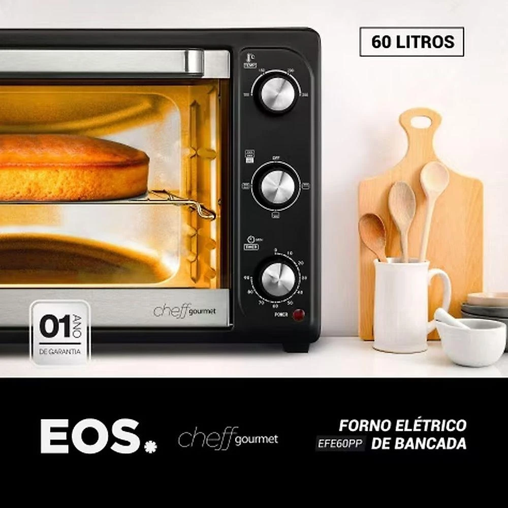 Forno Elétrico Portátil Bancada EOS EFE60PP 60L 2000W Função Grill Preto 220V