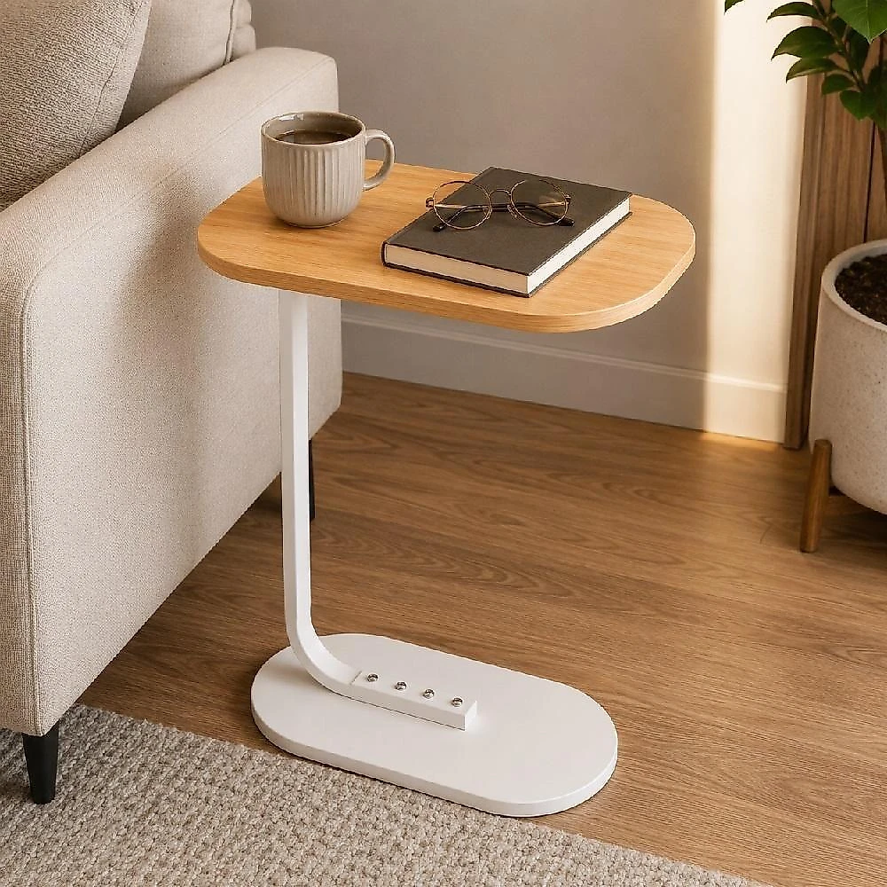 Mesa de Canto Lateral Estilo Industrial Tampo MDF Pés Madeira 45CM webcontinental-7908169041472