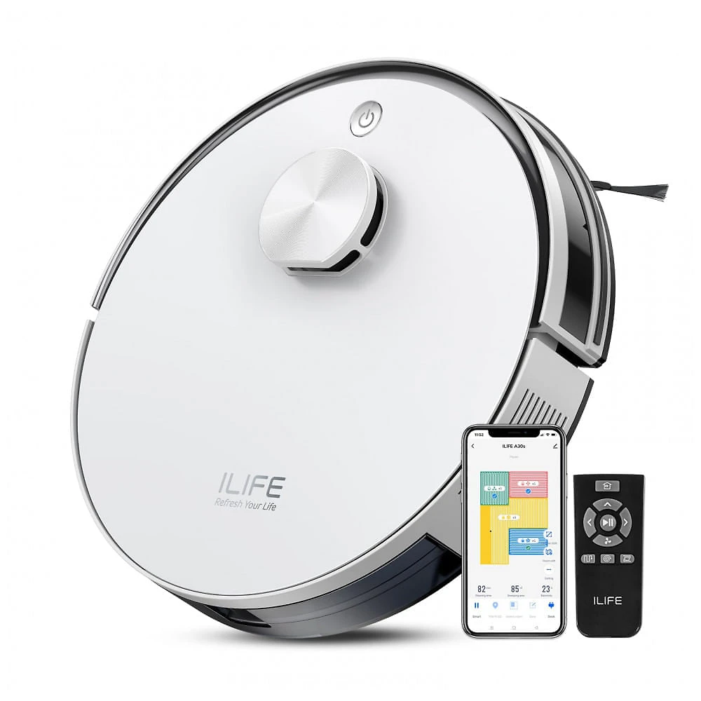 Robô Aspirador ILIFE A30s 10.000Pa LiDAR Navegação Inteligente WiFi App Alexa 150min Preto