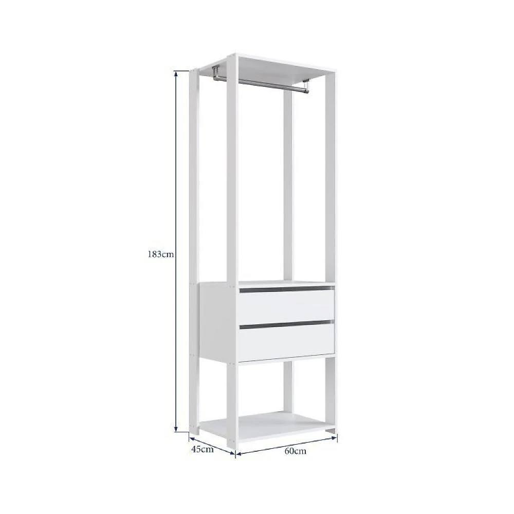 Guarda Roupa Closet 2 Peças com 1 Cabideiro 2 Gavetas e 6 Nichos Easy Prodecor Branco