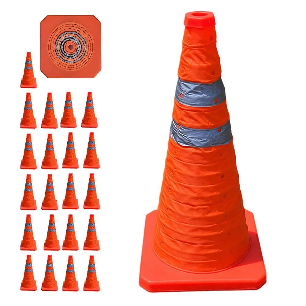 Kit 21 Cones de Sinalização Retrátil SU-CONE1-1 Dobrável Laranja Leva Pra Casa
