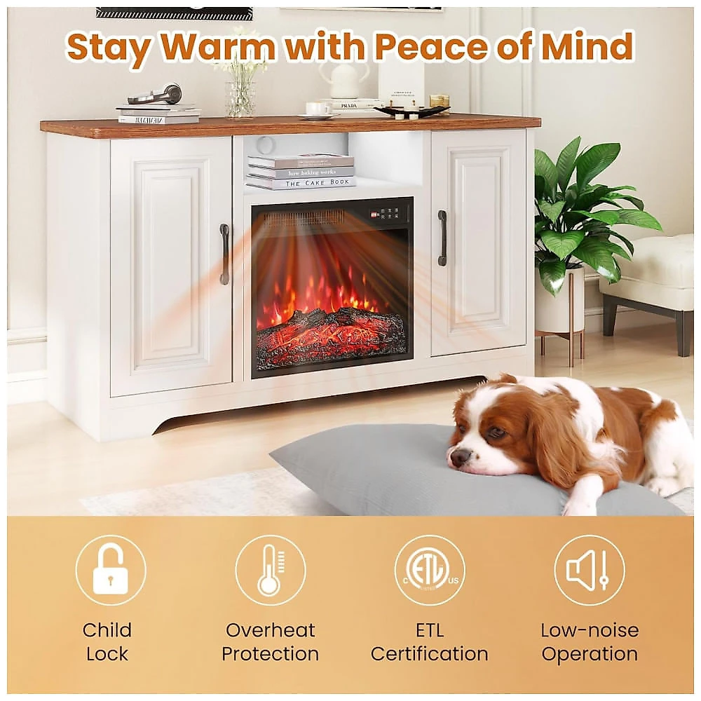 Lareira Elétrica COSTWAY 48x45cm 1500W Chamas 7 Cores Insert Embutir 110V